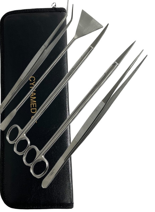 CYNAMED GERMAN FISH AQUARIUM CLEANING KIT STAINLESS 5PCS WITH POUCH BASIC TOOLS SCISSORS TWEEZERS SPATULA CYNAMED - Image 3